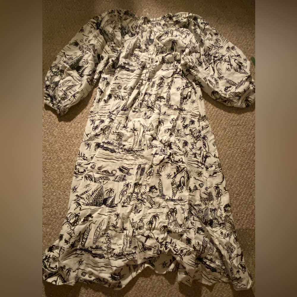 The GREAT. Derby dress in black get away print size 0